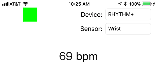 Connected to a Bluetooth HRM alt text